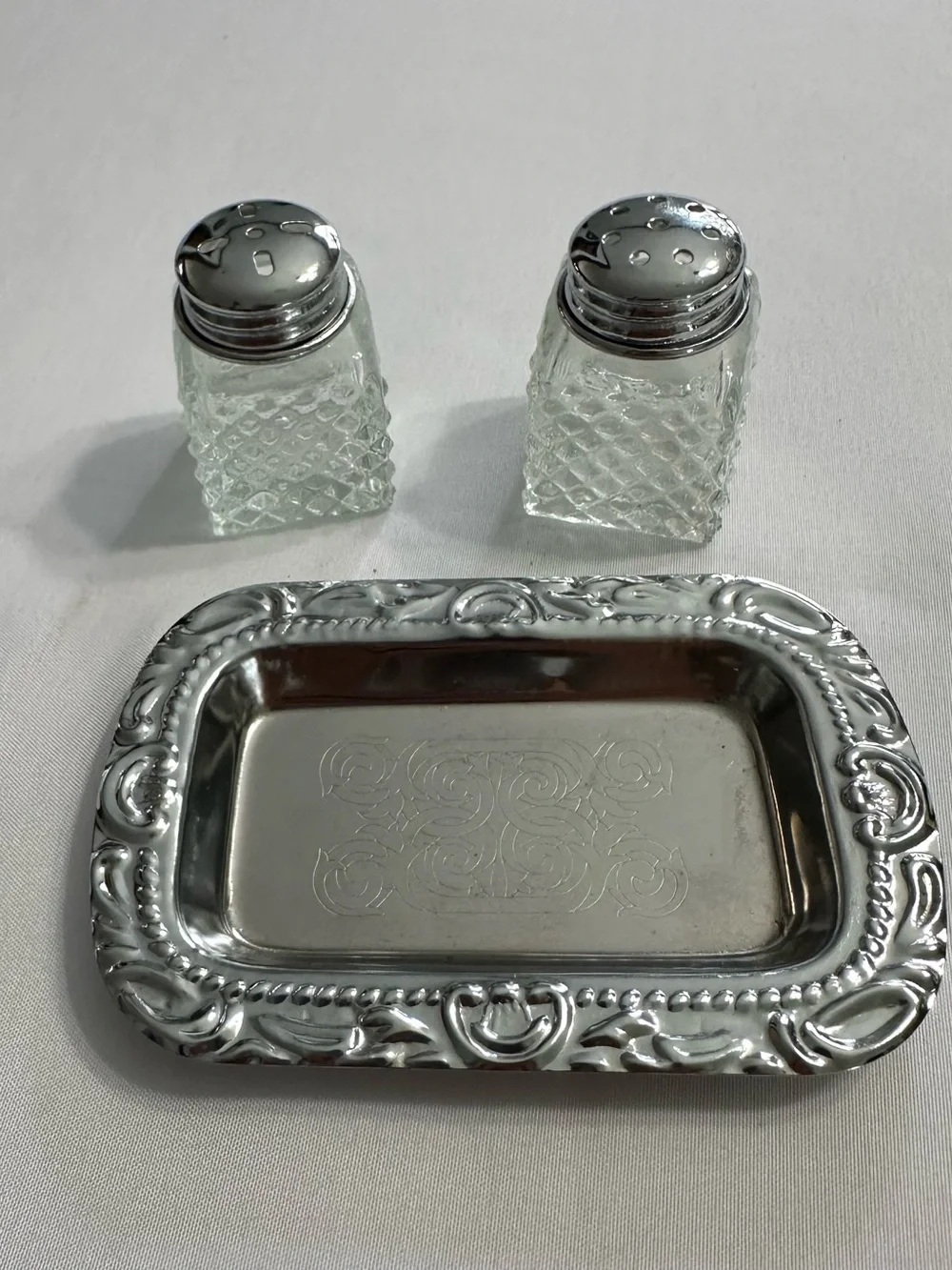 Classic Glass Salt and Pepper Shakers with Silver-Tone Accents - Clear